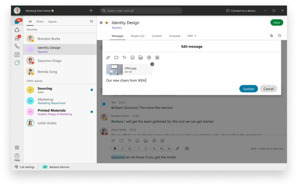 Edit messages with webex